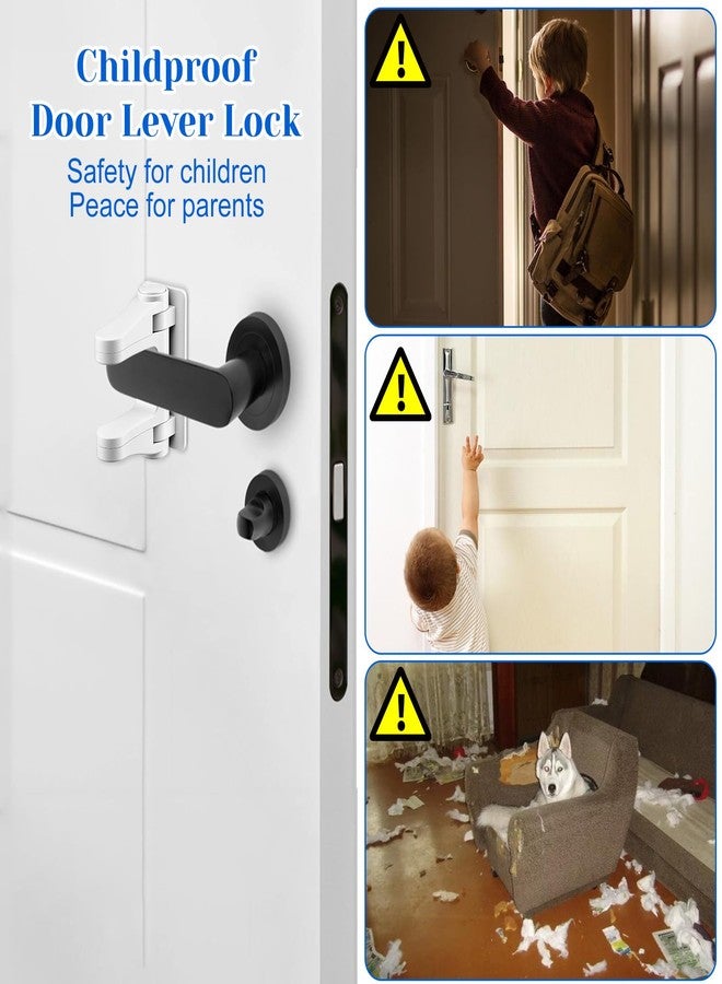 XLIUAX 2 Pack Child Proof Door Lock, Door Handle Baby Proof Doors Locks for Kids Safety Child Doors Knob Covers Lever Lock with Adhesive Backing Prevents Toddlers from Opening White - Image 5